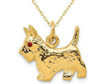 14K Yellow Gold Scottie Dog Charm Pendant Necklace with Chain